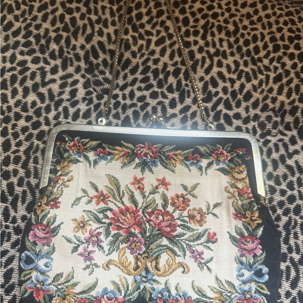 1950’s Vintage Tapestry Floral Bag with Chain Strap